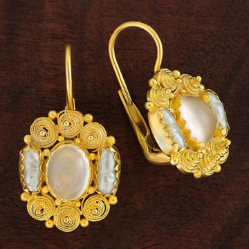 Jane Austen Moonstone and Pearl Earrings