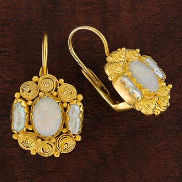 Jane Austen Opal and Pearl Earrings
