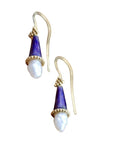 Jane Foole Royal Blue Enamel and Pearl Earrings