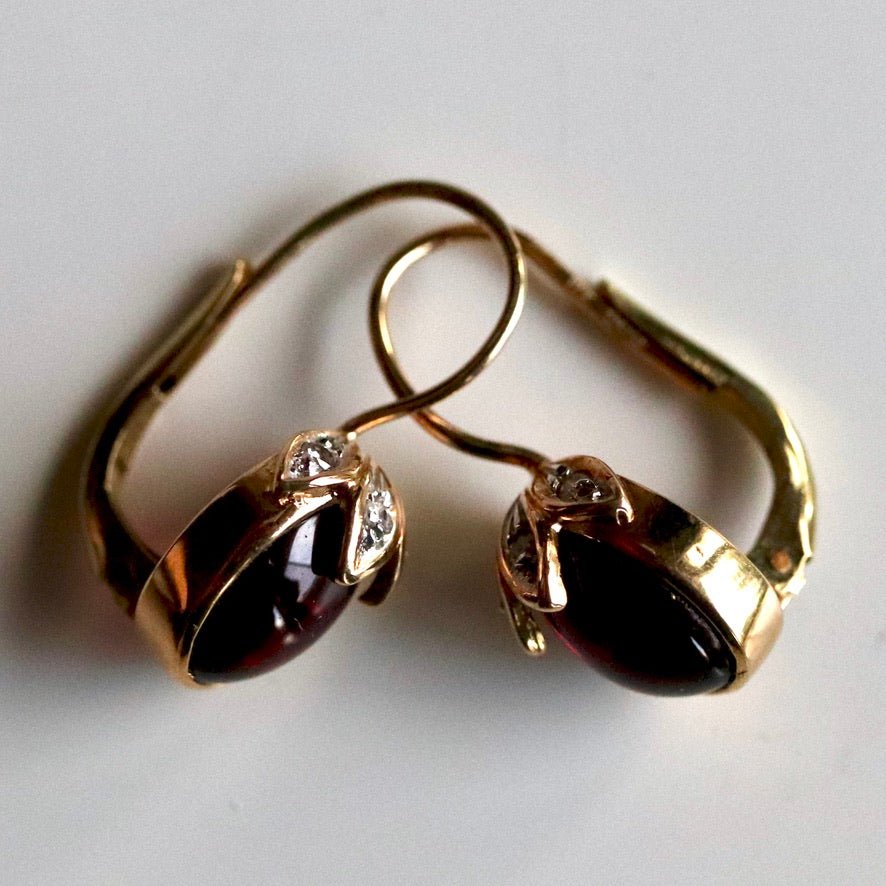Jane Seymour 14k Gold, Garnet and Diamond Earrings