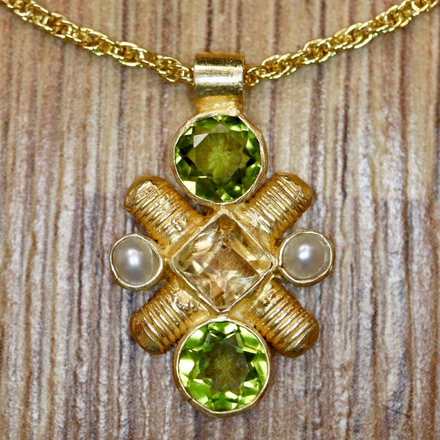 Jenny Lind Peridot, Citrine and Pearl Necklace