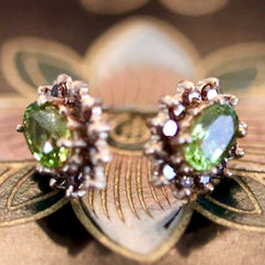 Kenilworth 14k Gold, Peridot and Diamonds Studs