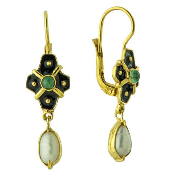 La Belle Dame Pearl and Emerald Earrings