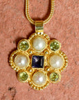 Lady Brighten Pearl, Iolite and Peridot Necklace