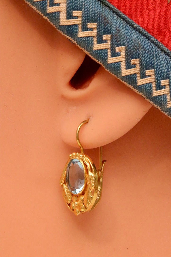 Lady Windermere 14k Gold and Blue Topaz Earrings