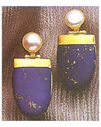 Lapis Shield Deco Earrings