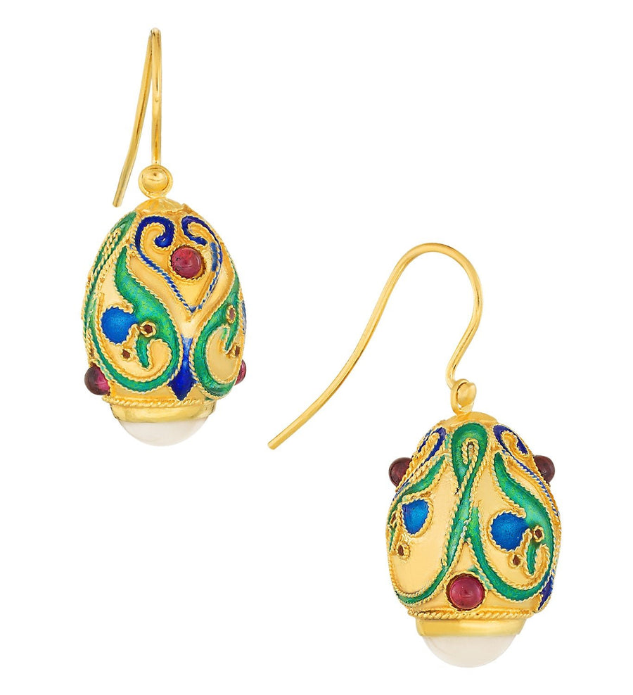 Lermentov Moonstone Fabergé Egg Earrings