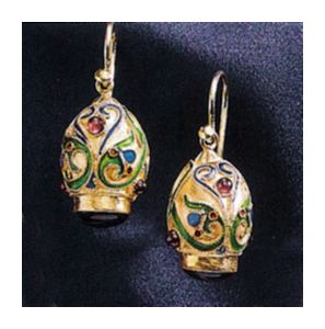 Lermentov Onyx Faberge Egg Earrings