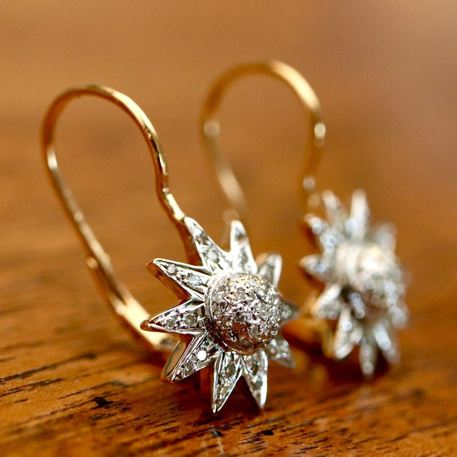 L'etoile D'amour 14k Gold and Diamond Earrings