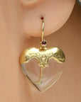 Little Nell Heart 14k Gold, Crystal and Garnet Earrings
