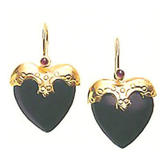 Little Nell Onyx Heart Screw Back Earrings