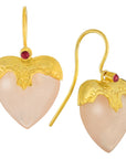 Little Nell Rose Quartz Heart Earrings