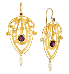 Lyrical Shield Garnet Earrings