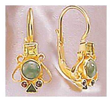 Madrigal Emerald, Peridot and Garnet Earrings