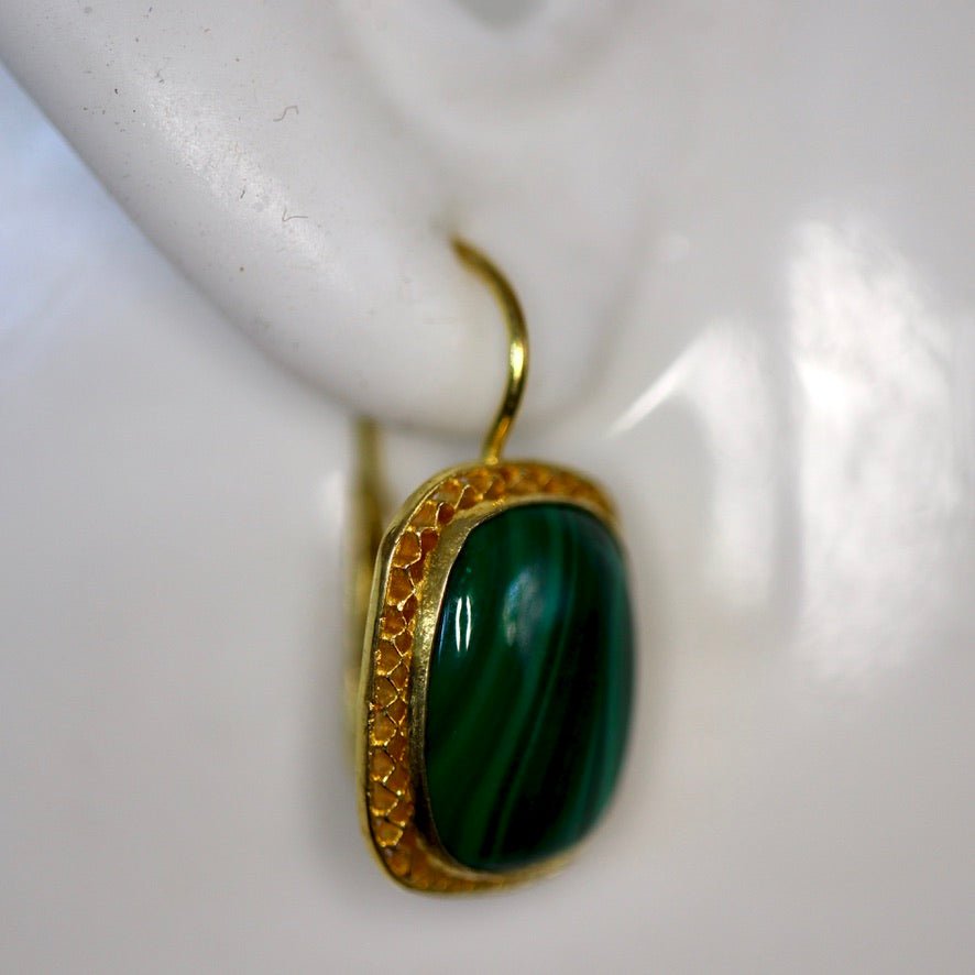 Manchester 14k Gold and Malachite Earrings