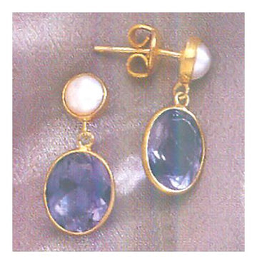 Marmara Iolite and Pearl Earrings