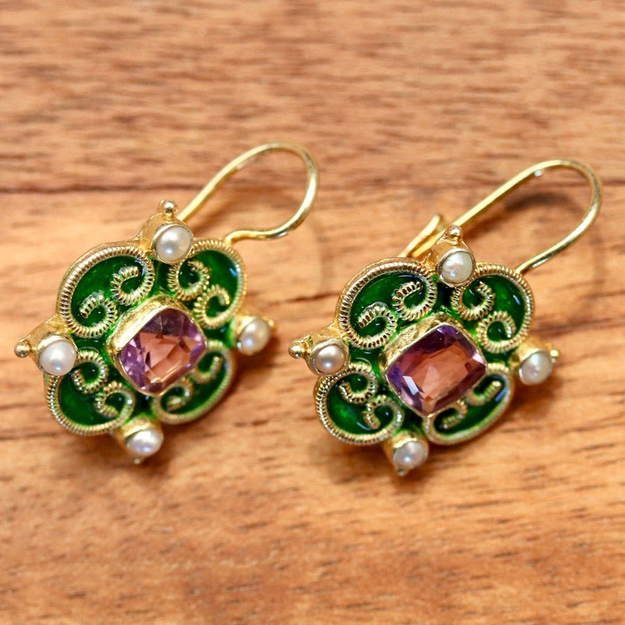 Mary Queen of Scots Earrings - Green