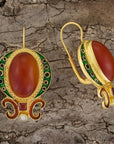 Medici Carnelian, Garnet and Pearl Earrings