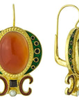 Medici Carnelian, Garnet and Pearl Earrings