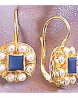 Mediterranean 14k Gold, Lapis and Pearl Earrings