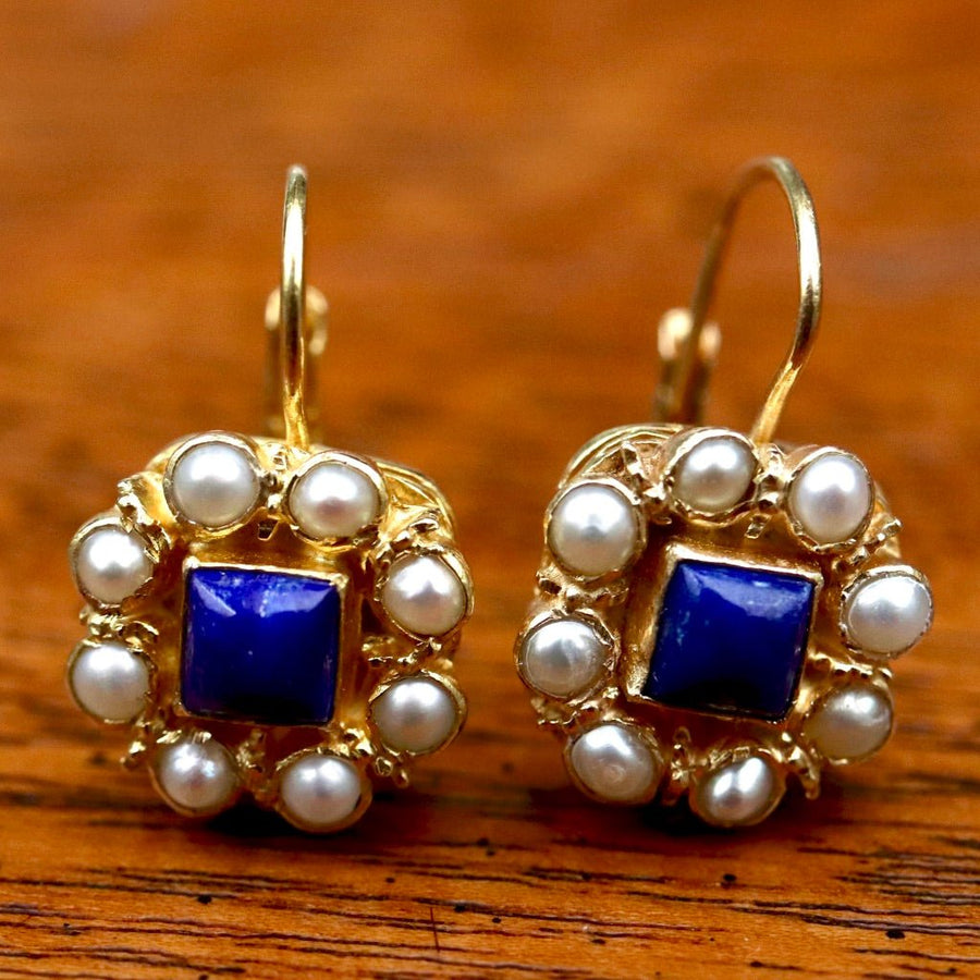 Mediterranean Lapis and Pearl Earrings