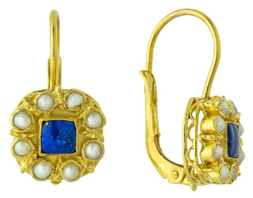 Mediterranean Lapis and Pearl Earrings