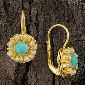 Mediterranean Turquoise and Pearl Earrings