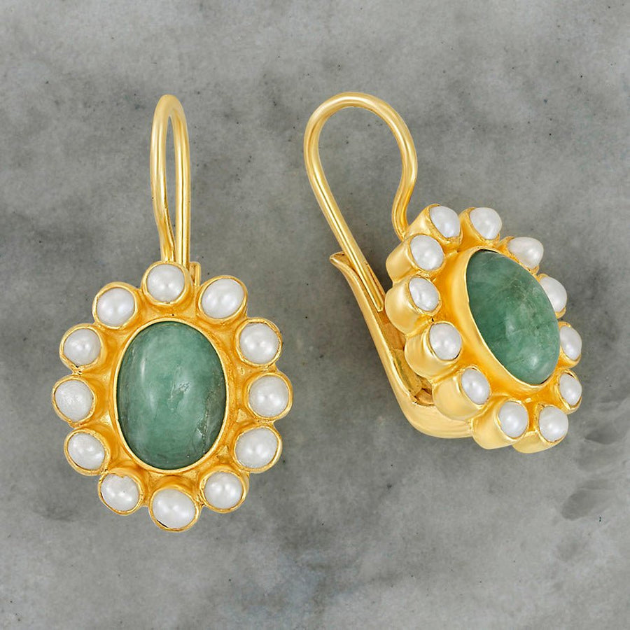 Miss Merryweather Emerald and Pearl Earrings