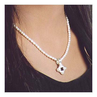 Mona Lisa Pearl and Cubic Zirconia Necklace