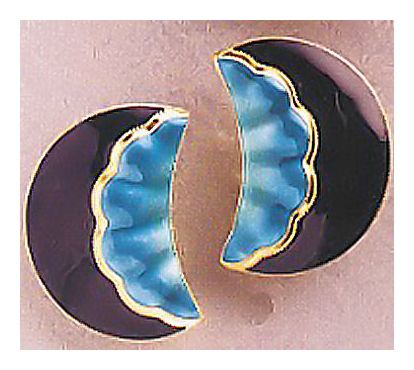 Moon Shell Deco Enamel Earrings