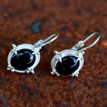 Narcissus Onyx Silver Earrings
