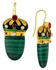 Nicholas I Malachite, Garnet and Pearl Earrings