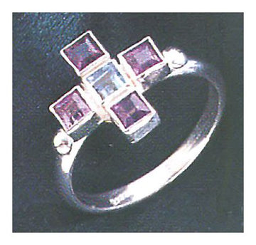 Notre Dame Amethyst and Blue Topaz Ring