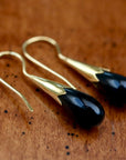 Onyx Cornflower Bud Egyptian Earrings