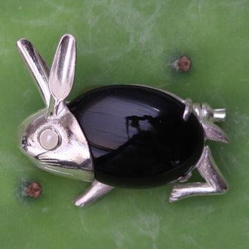 Onyx Rabbit Pin
