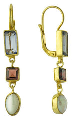 Operetta Iolite, Garnet and Pearl Earrings