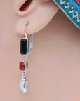 Operetta Silver Onyx, Garnet and Pearl Earrings