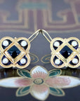 Orleans 14k Gold, Onyx and Pearl Earrings