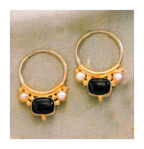 Othello Onyx and Pearl Earrings