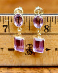 Oval and Rectangle Amethyst Earrings