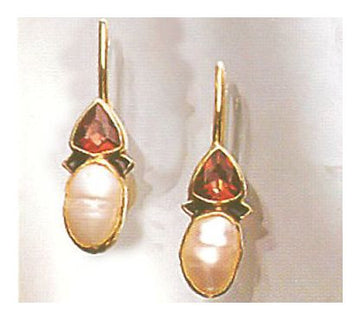 Oxford Garnet and Pearl Earrings