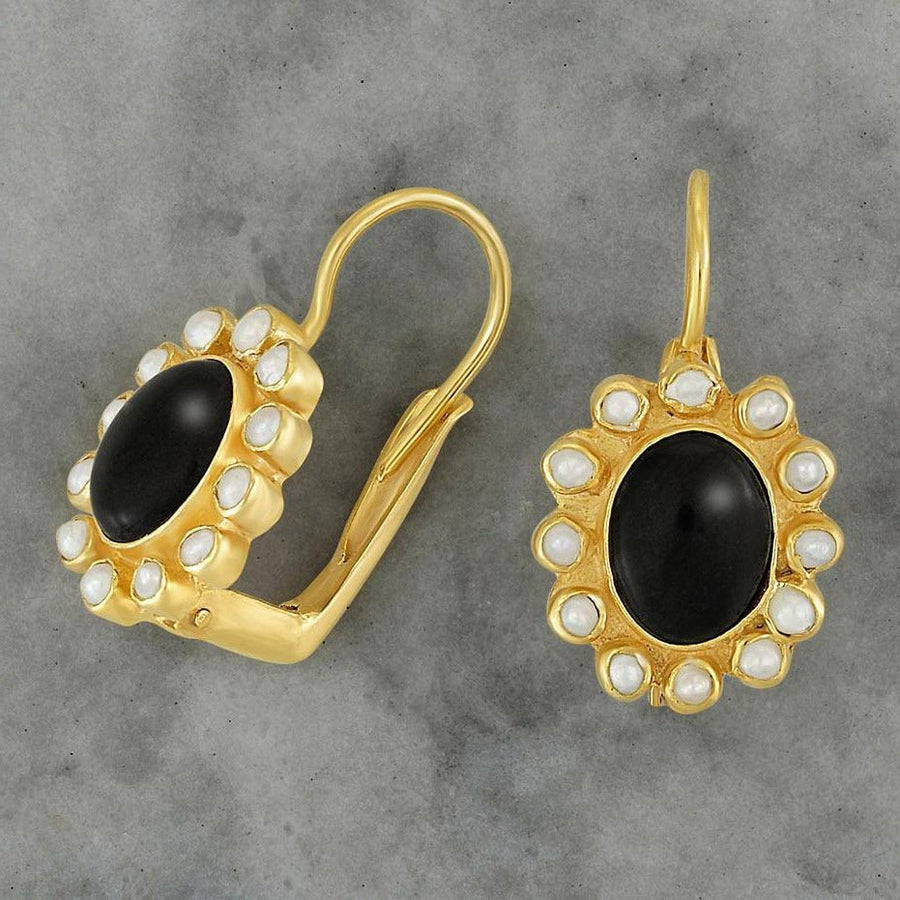 Park Avenue Onyx and Pearl Earrings