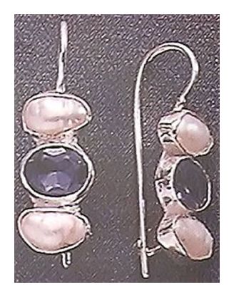 Pearls with Iolite Earrings