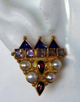 Peter The Great 14k Gold, Amethyst, Garnet and Pearl Earrings