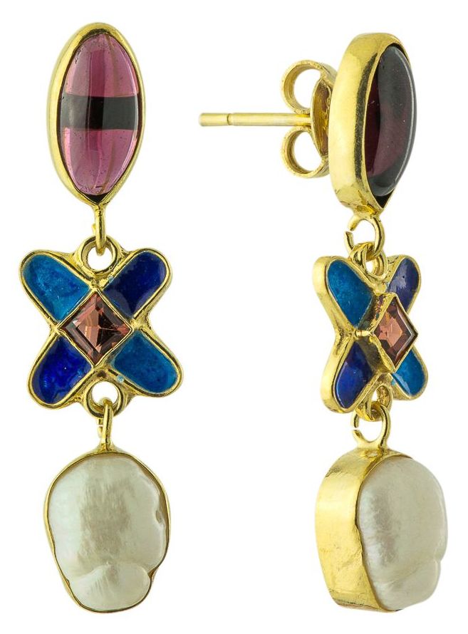 Philomena Garnet and Pearl Earrings