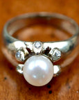Pompeii 14k White Gold, Diamond and Pearl Ring