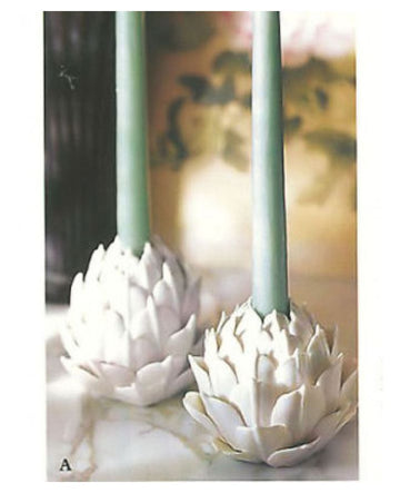 Porcelain Artichoke Candle Holders