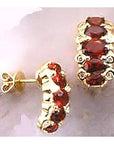 Prince Consort 14k Gold, Garnet and Diamond Earrings.