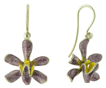 Purple and Yellow Floral Enamel Earrings