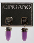 Purple Glass Shield Earrings